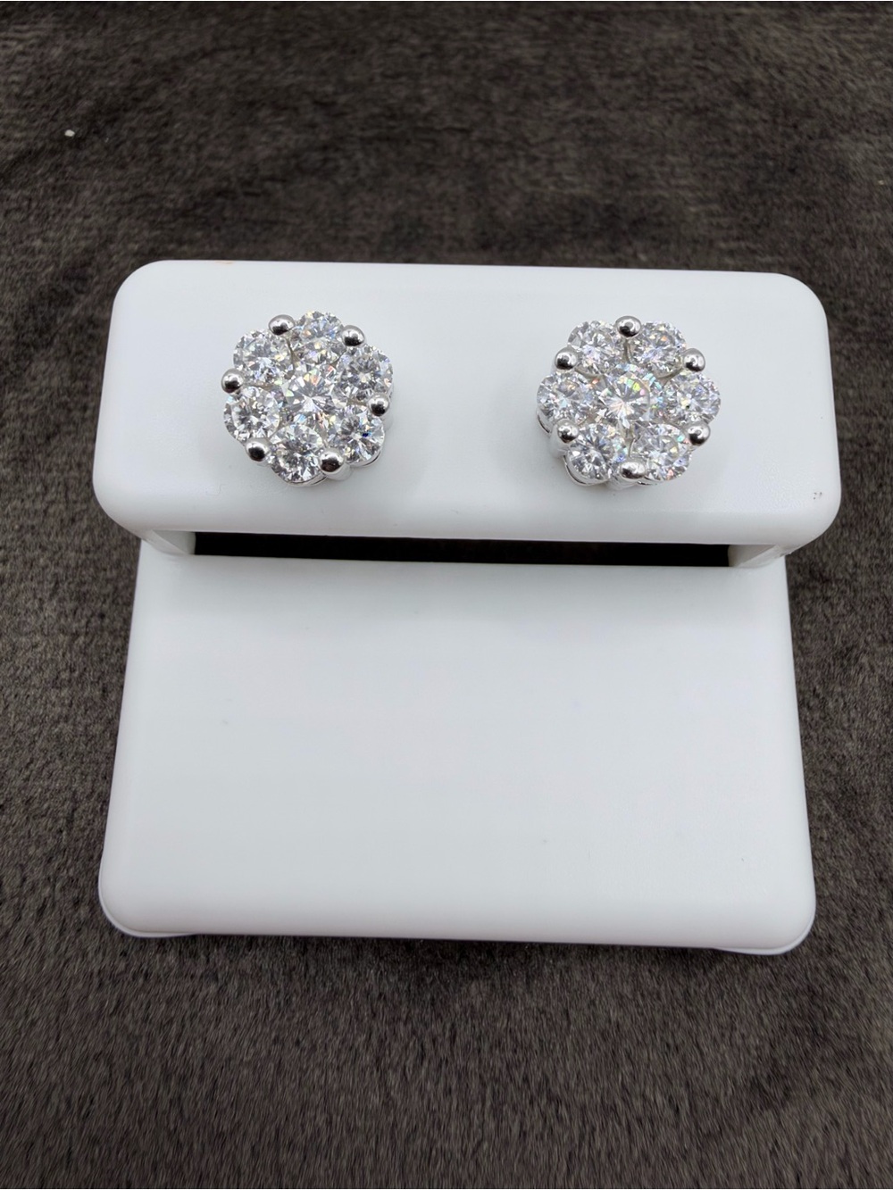 8mm VVS Moissanite Flower Cluster Stud Earrings STERLING SILVER 925